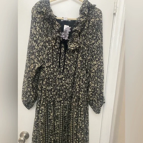 Old navy X Anna Sui maxi dress ruffle collar - Picture 4 of 8